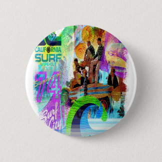 Retro Surfing Badge 2 Inch Round Button