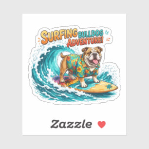 Retro Surfing Bulldog Adventure - Vintage Beach 