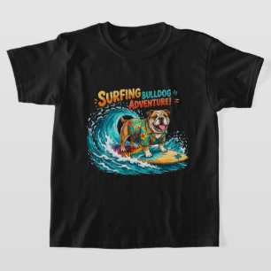 Retro Surfing Bulldog Adventure - Vintage Beach  T-Shirt