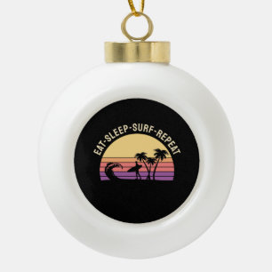 Retro Surfing Ceramic Ball Christmas Ornament