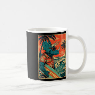 Retro Surfing Dinosaur Hawaii Summer Triceratops S Coffee Mug