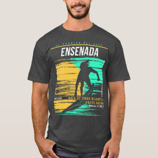 Retro Surfing Ensenada Mexico Vintage Surfer Beach T-Shirt