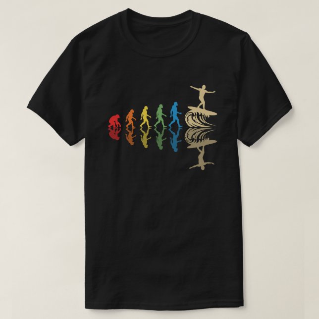 Retro Surfing Evolution Gift For Surfers  T-Shirt (Design Front)