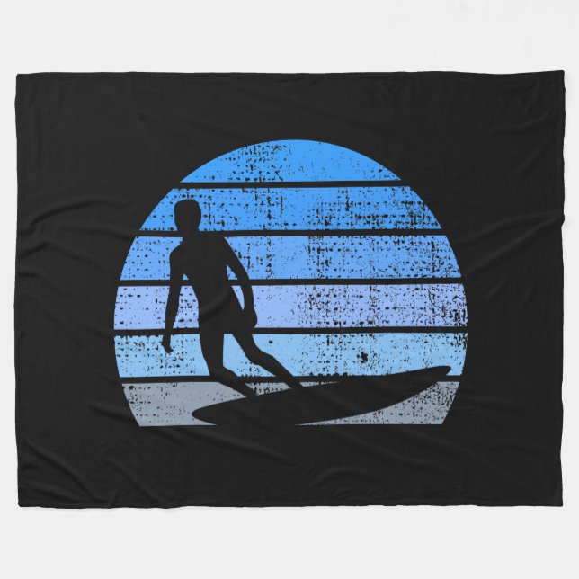 Retro Surfing Fleece Blanket (Front (Horizontal))