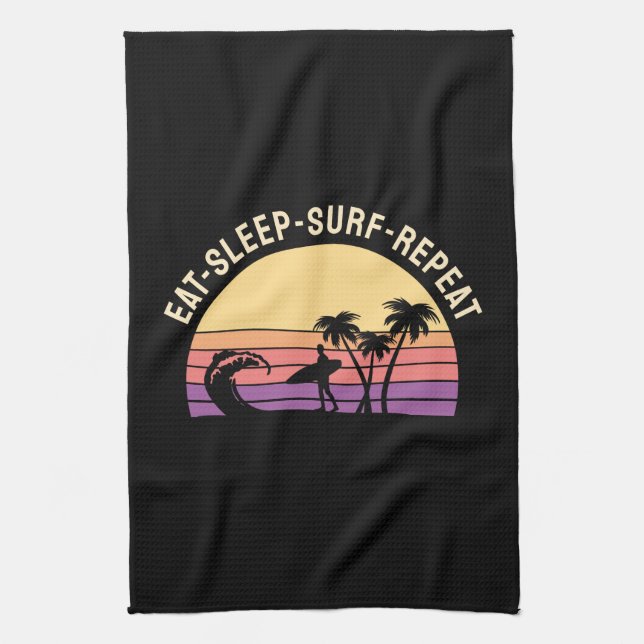 Retro Surfing Kitchen Towel (Vertical)