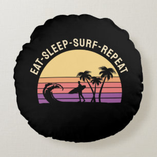 Retro Surfing Round Pillow