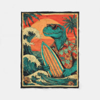 Retro Surfing Tyrannosaurus Hawaiian Summer Dinosa