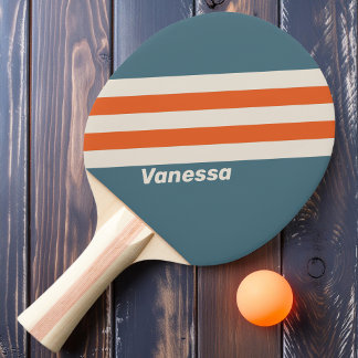 Retro Surfside Stripes with Name Ping Pong Paddle