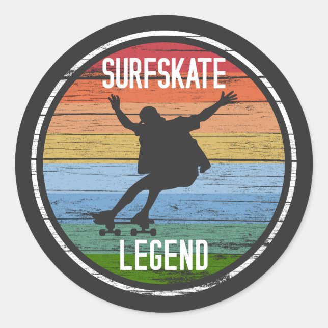Retro Surfskate Legend T-Shirt Classic Round Sticker (Front)