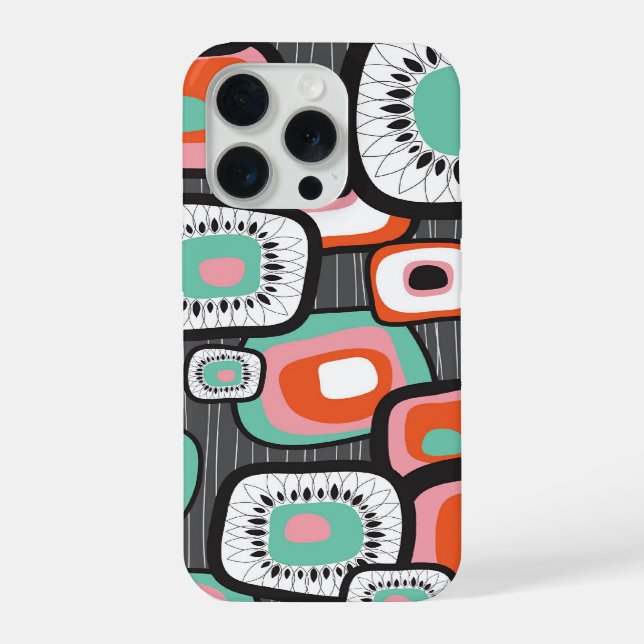 Retro Sushi Box Flower Squares Colourful Pattern iPhone Case (Back)