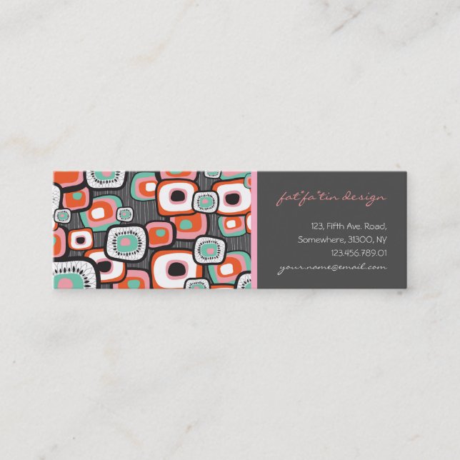 Retro Sushi Flower Squares Profile Card (Front)