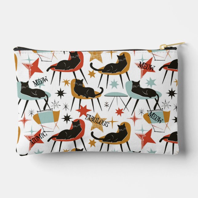 Retro Swanky Black Cat in Atomic MCM Accessory Bag (Back)