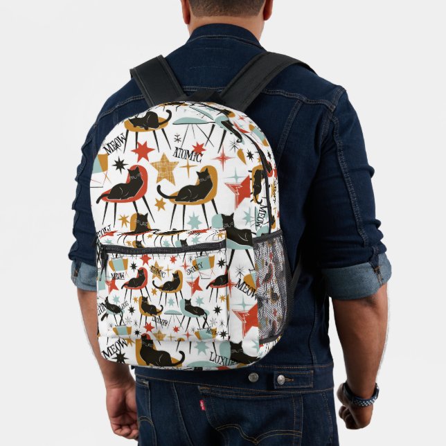 Retro Swanky Black Cat in Atomic MCM Backpack (Insitu (Model))