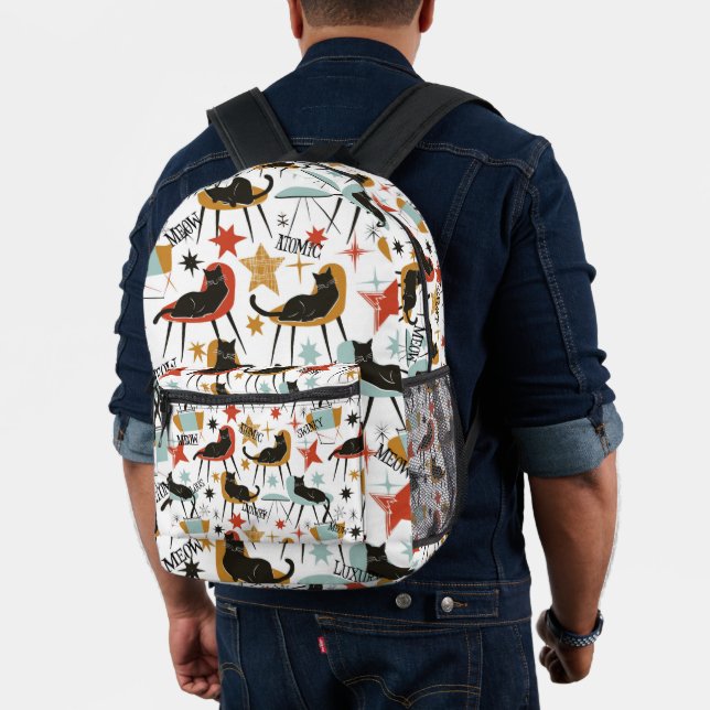 Retro Swanky Black Cat in Atomic MCM Backpack (Insitu (Model))