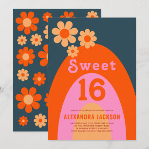 Retro Sweet 16 Birthday Party Invitation