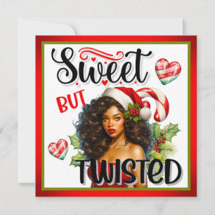 Retro Sweet but Twisted Christmas Pinup Holiday Card