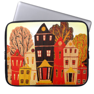 Retro Sweet Home Poster: Cartoon Houses Laptop Sleeve