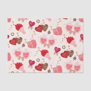Retro Sweetheart Valentines Day Chocolate Hearts Tissue Paper