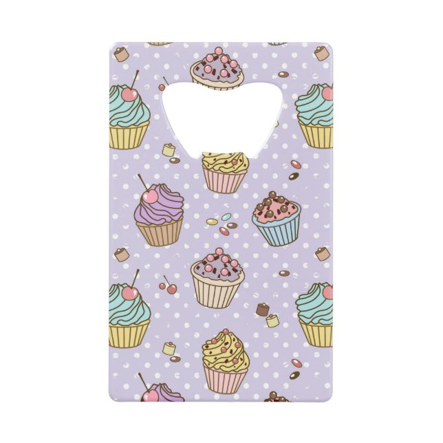 Retro Sweets Pattern Credit Card Bottle Opener (Front)