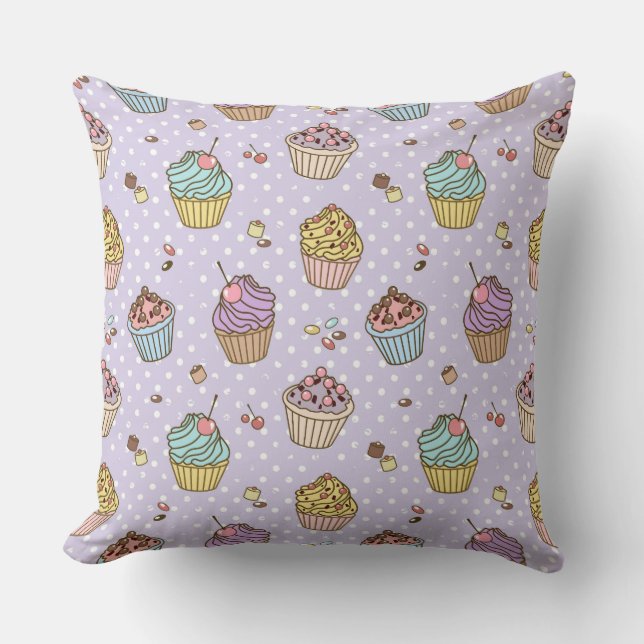 Retro Sweets Pattern Throw Pillow (Front)