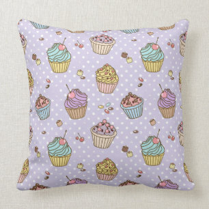 Retro Sweets Pattern Throw Pillow
