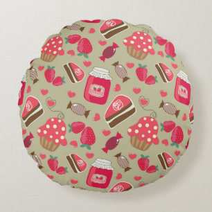 Retro Sweets Round Pillow