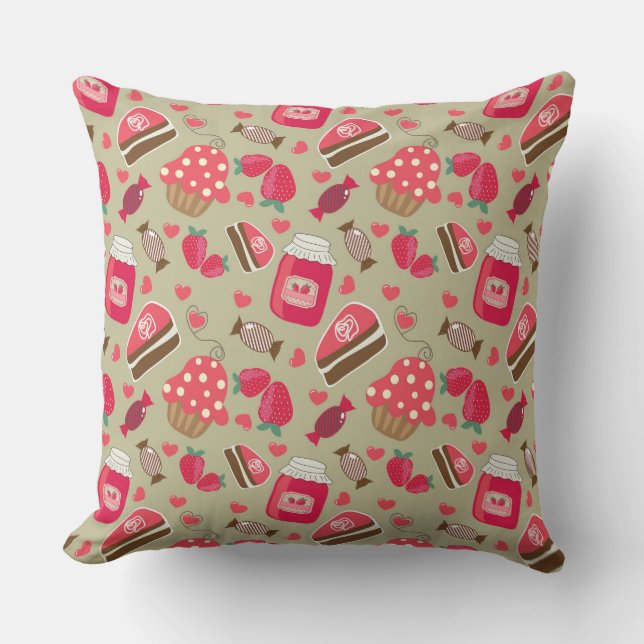 Retro Sweets Throw Pillow (Front)