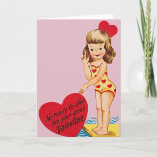 Retro Swimmer / Diver Valentine's Day Card