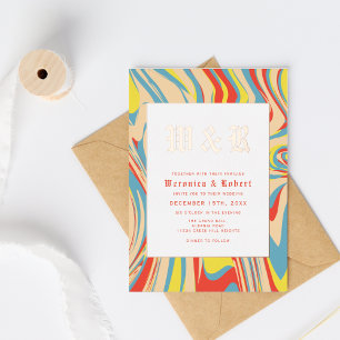 Retro Swirl Abstract Pattern Rose Gold Monogram 