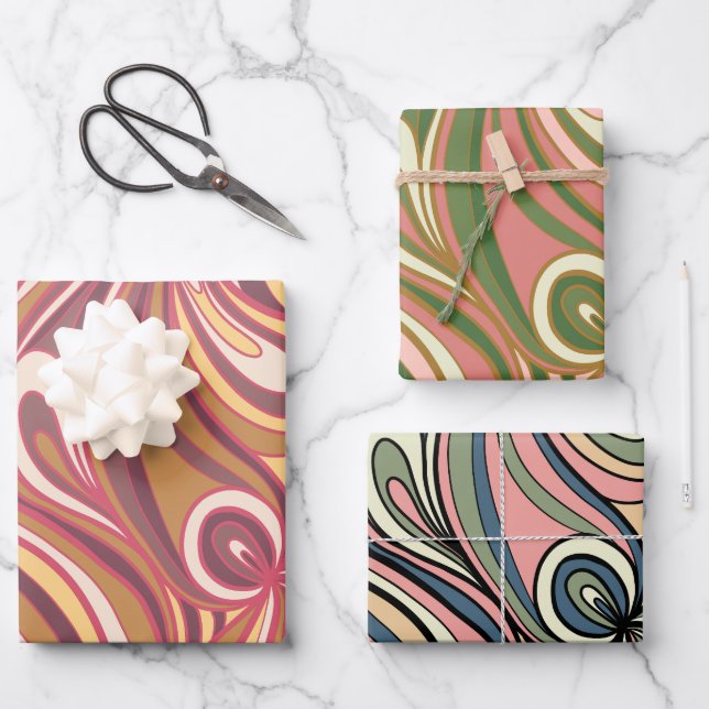 Retro Swirl Abstract  Wrapping Paper Sheet (Front)