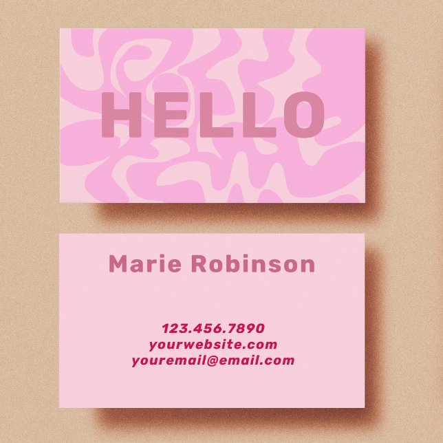 Retro Swirl Blush Pale Pink Hello Business Card (Creator Uploaded)