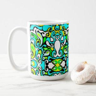 retro swirl doodle 60s 70s vintage style coffee mug