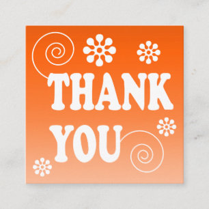 Retro Swirl Order Thank You Orange  Square Business Card