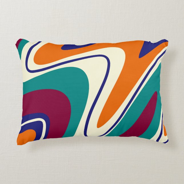 Retro Swirls - Classic 70s Style Accent Pillow (Front)