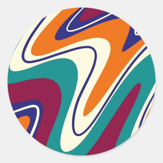 Retro Swirls - Classic 70s Style Classic Round Sticker (Front)