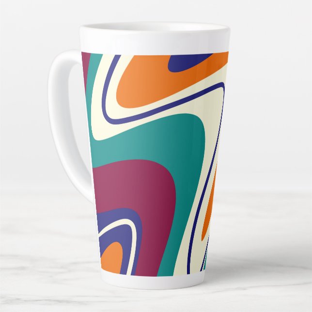 Retro Swirls - Classic 70s Style Latte Mug (Left Angle)