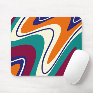 Retro Swirls - Classic 70s Style Mouse Pad