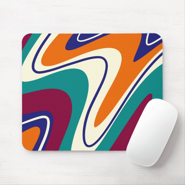 Retro Swirls - Classic 70s Style Mouse Pad (With Mouse)