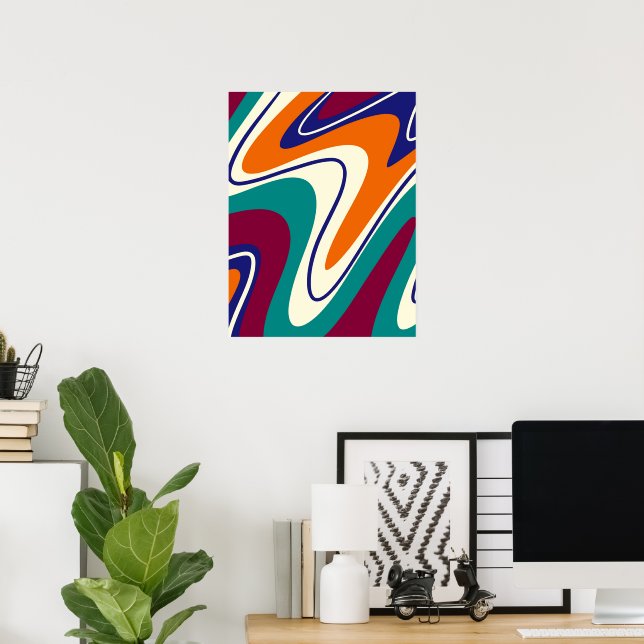 Retro Swirls - Classic 70s Style Poster (Home Office)