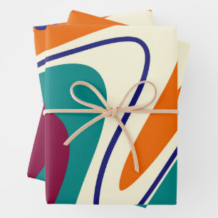 Retro Swirls - Classic 70s Style Wrapping Paper Sheet