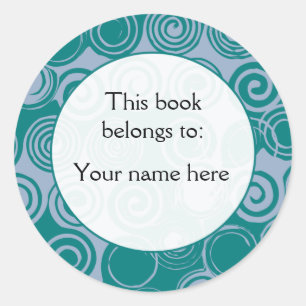 Retro Swirls custom bookplates Classic Round Sticker