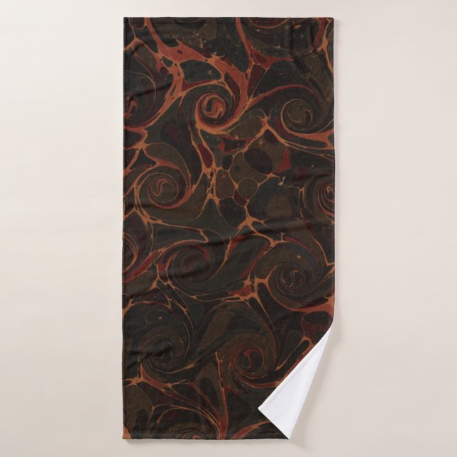 Retro Swirls Dark Brown Bath Towel (Bath Towel)