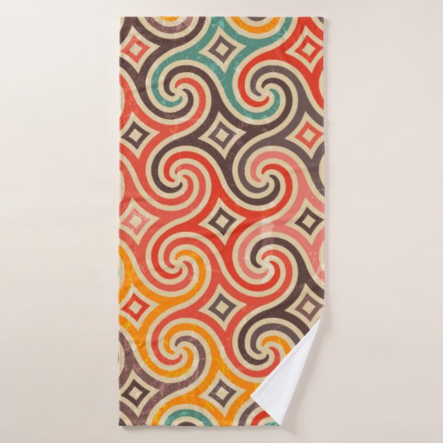 Retro swirls illustration pattern bath towel (Bath Towel)