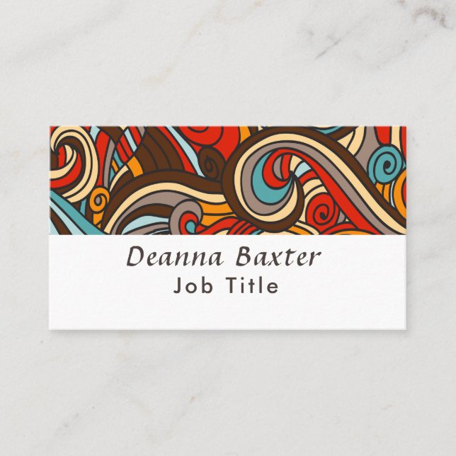 Retro Swirls Pattern Business Card (Front)