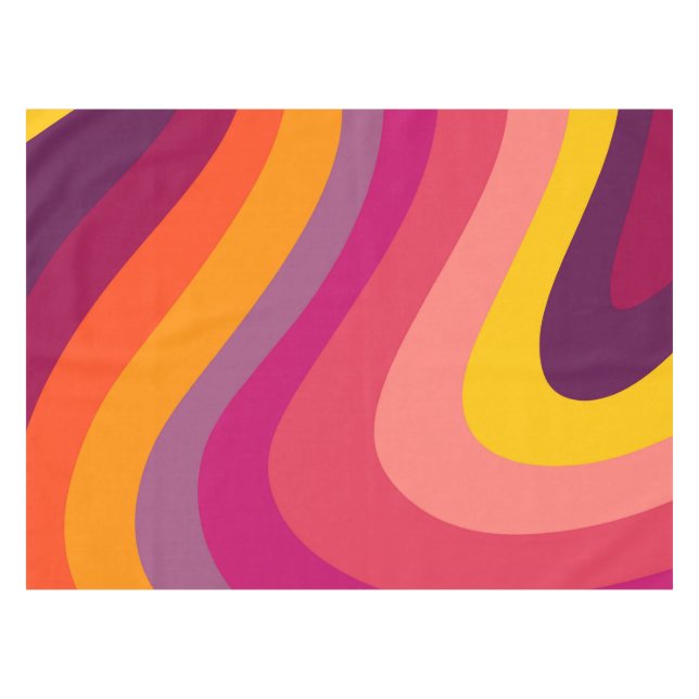 Retro swirls - sunset tablecloth (Front (Horizontal))