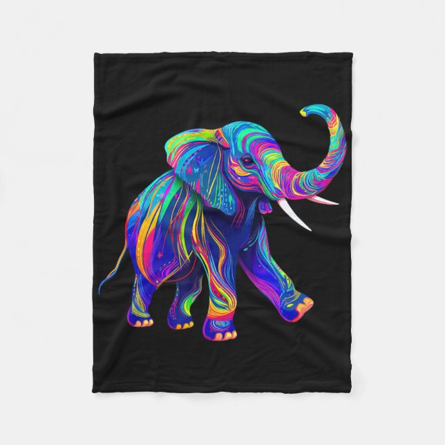 Retro Synthwave 80s 90s Elephant Trunk Up Chakra Y Fleece Blanket (Front)