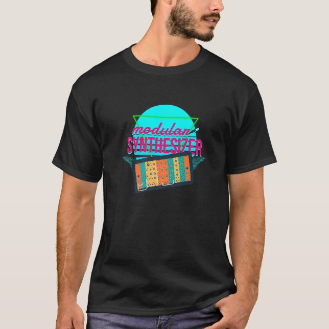 Retro Synthwave 80s Analogue Synth Modular Synthes T-Shirt (Front)