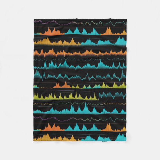 Retro Synthwave Abstract Sound Wave Pattern Fleece Blanket (Front)