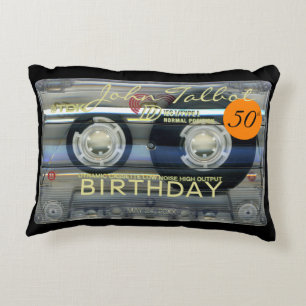 Retro T2 Audiotape 50th birthday Personalized A P Accent Pillow