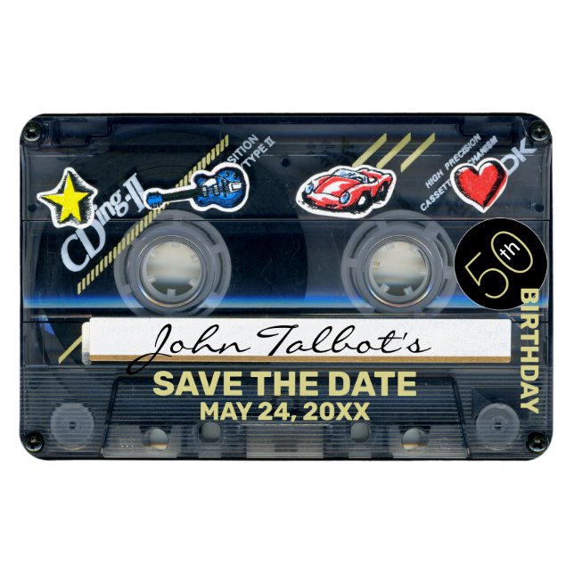 Retro T3 Audiotape 50th birthday Save The Date FPM Magnet (Horizontal)
